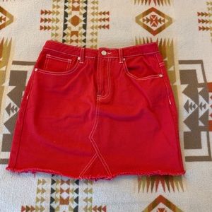 NASTYGAL Red Denim Skirt